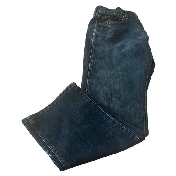 ARIAT REBAR M5 STRAIGHT SLIM HI-RISE DISTRESSED JEANS, MENS, 35X32, DENIM BLUE - Picture 7 of 12